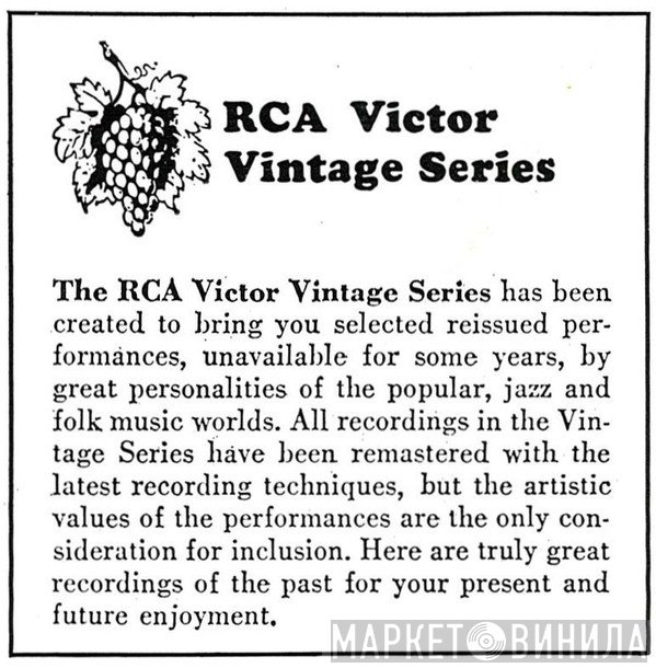 RCA Victor Vintage Series - Винил CD и Кассеты лейбла RCA Victor Vintage Series на сайте МаркетВинила