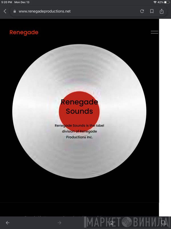 Renegade Sounds - Винил CD и Кассеты лейбла Renegade Sounds на сайте МаркетВинила