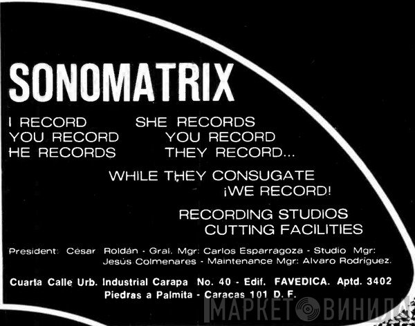 Sonomatrix - Винил CD и Кассеты лейбла Sonomatrix на сайте МаркетВинила