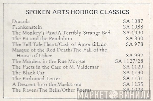 Spoken Arts Horror Classics - Винил CD и Кассеты лейбла Spoken Arts Horror Classics на сайте МаркетВинила