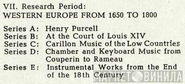 VII. Research Period: Western Europe From 1650 To 1800 - Винил CD и Кассеты лейбла VII. Research Period: Western Europe From 1650 To 1800 на сайте МаркетВинила