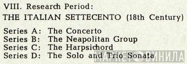 VIII: Research Period: The Italian Settecento - Винил CD и Кассеты лейбла VIII: Research Period: The Italian Settecento на сайте МаркетВинила