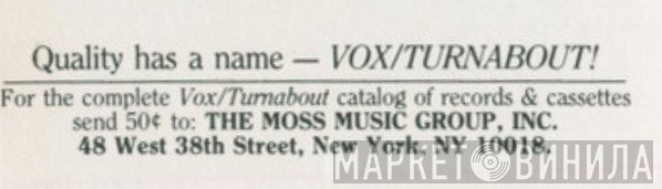 VOX/Turnabout - Винил CD и Кассеты лейбла VOX/Turnabout на сайте МаркетВинила