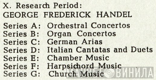 X. Research Period: George Frederick Handel - Винил CD и Кассеты лейбла X. Research Period: George Frederick Handel на сайте МаркетВинила